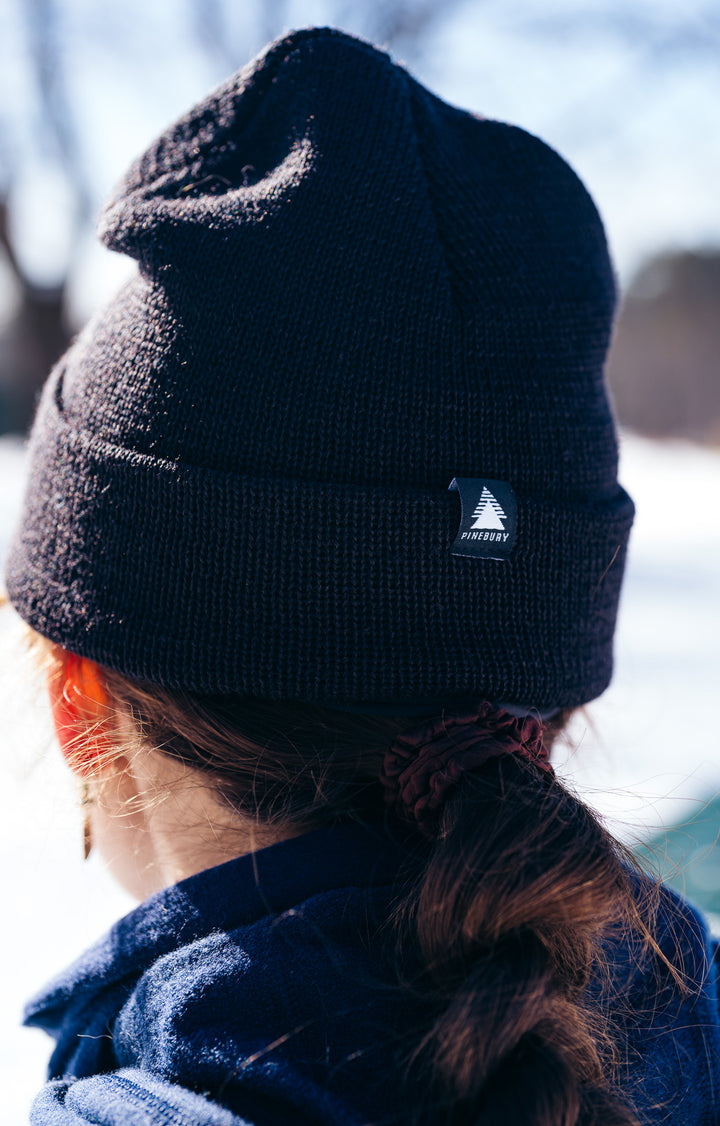 Pure Merino Wool Beanie - Black