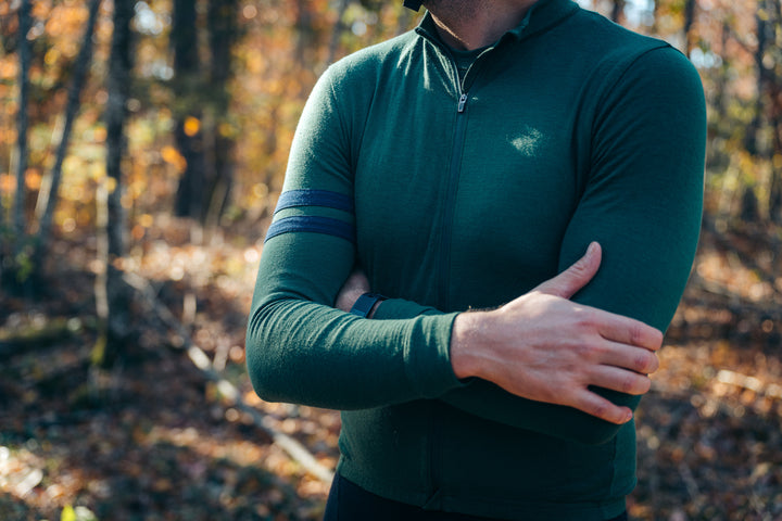 Rangeley Long Sleeve Merino Wool Cycling Jersey - Pine