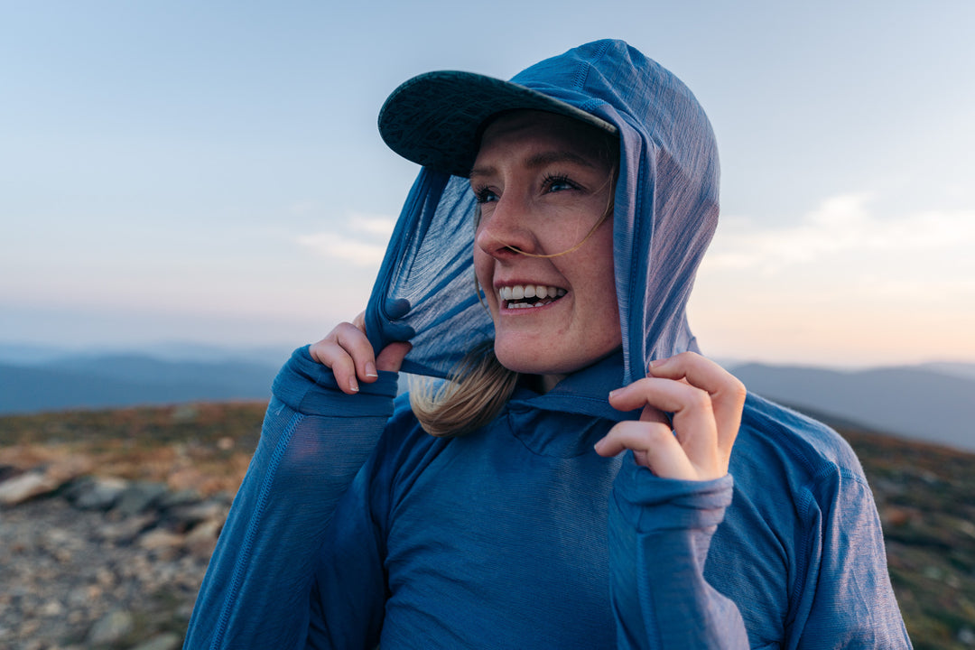 Merino Wool Sun Shirt Hoodie - Faded Blue