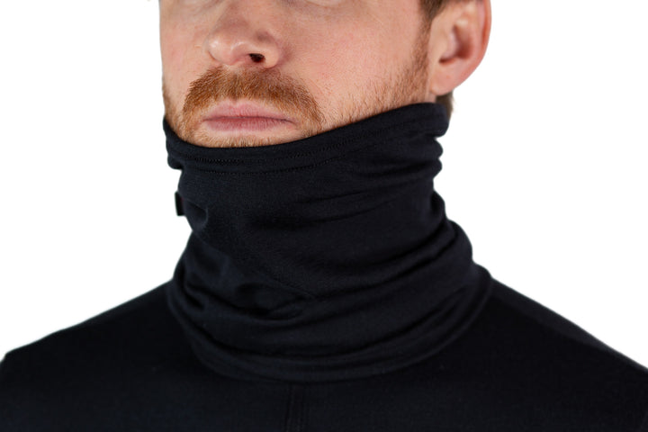 Lightweight Merino Wool Neck Warmer - Black