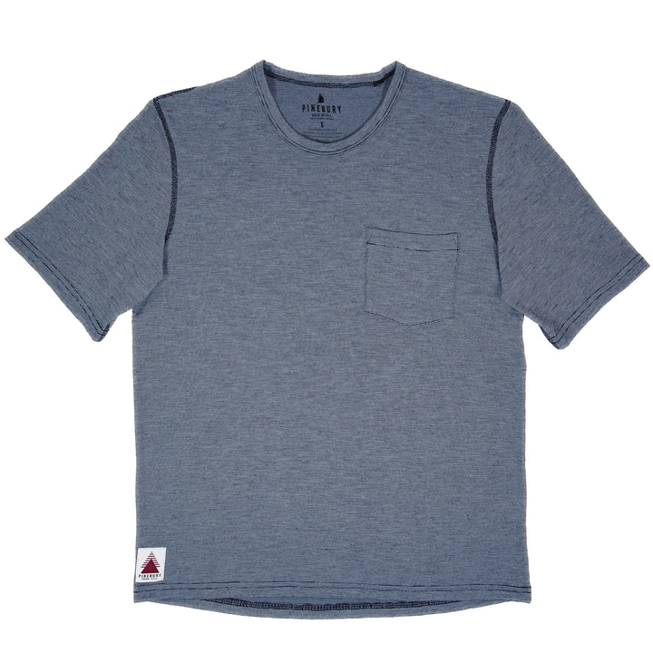 Summer Wool Short Sleeve Merino Wool Pocket Tee - Steel Blue