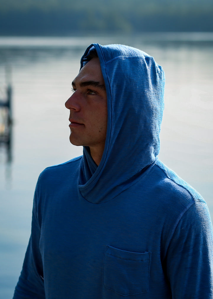 Merino Wool Sun Shirt Hoodie - Faded Blue