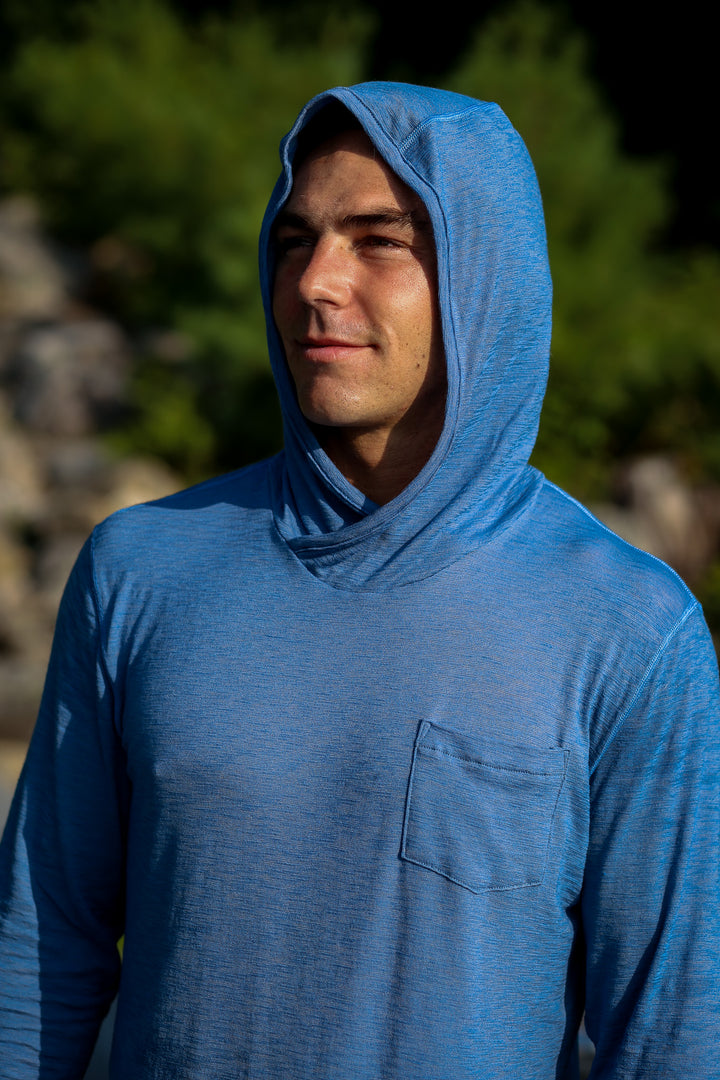 Merino Wool Sun Shirt Hoodie - Faded Blue