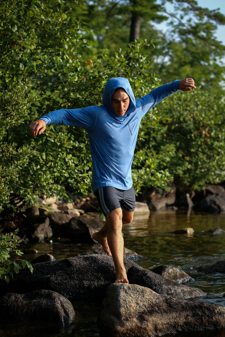 Merino Wool Sun Shirt Hoodie - Faded Blue