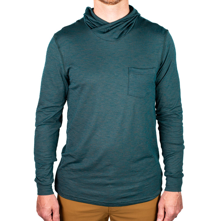 Merino Wool Sun Shirt Hoodie - Dark Green