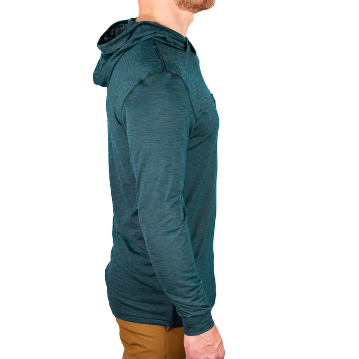 Merino Wool Sun Shirt Hoodie - Dark Green