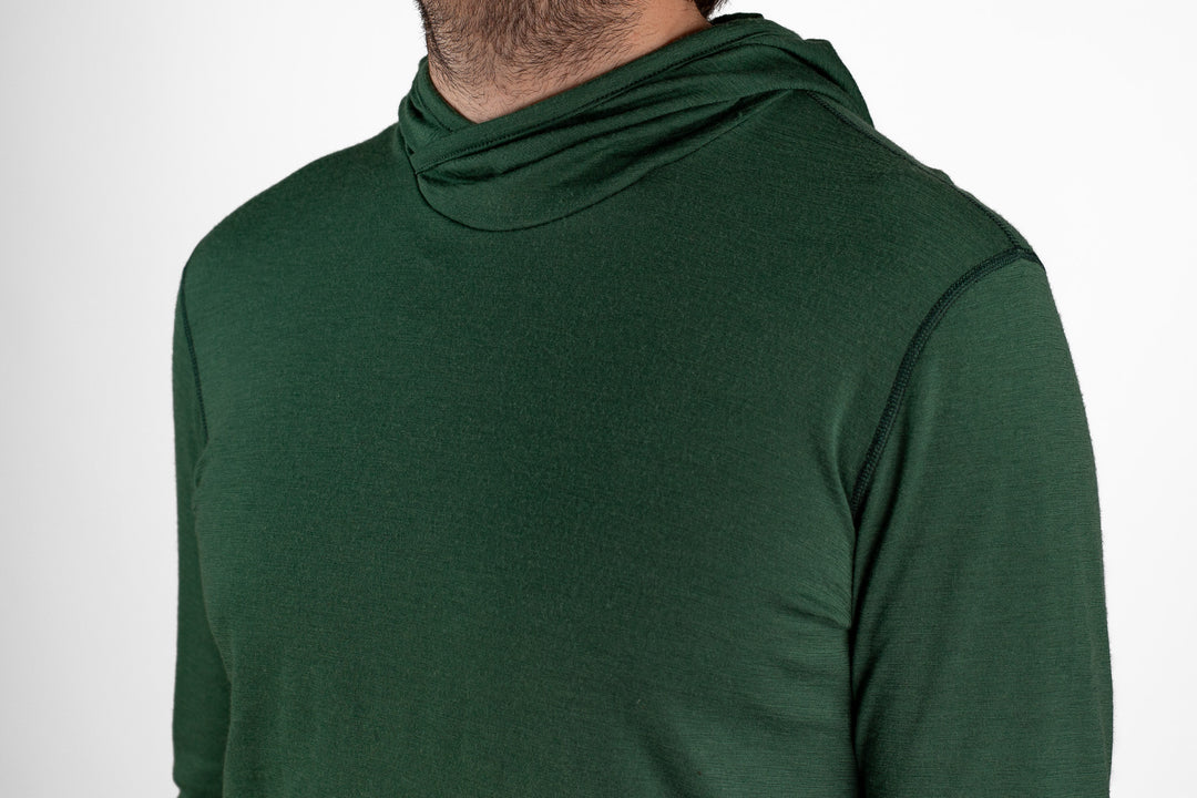 All Season Merino Wool Hoodie - Pine