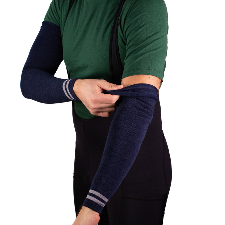 Signature Merino Wool Arm Warmers - Navy