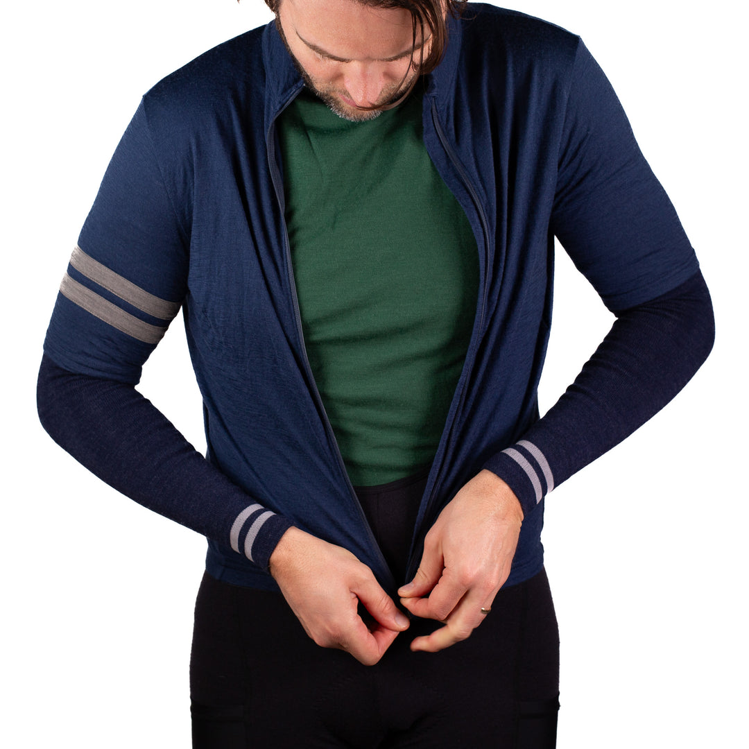 Signature Merino Wool Arm Warmers - Navy