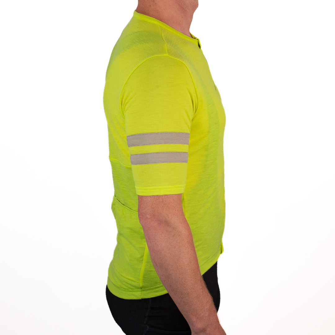 Summer Wool Short Sleeve Cycling Jersey - Lime
