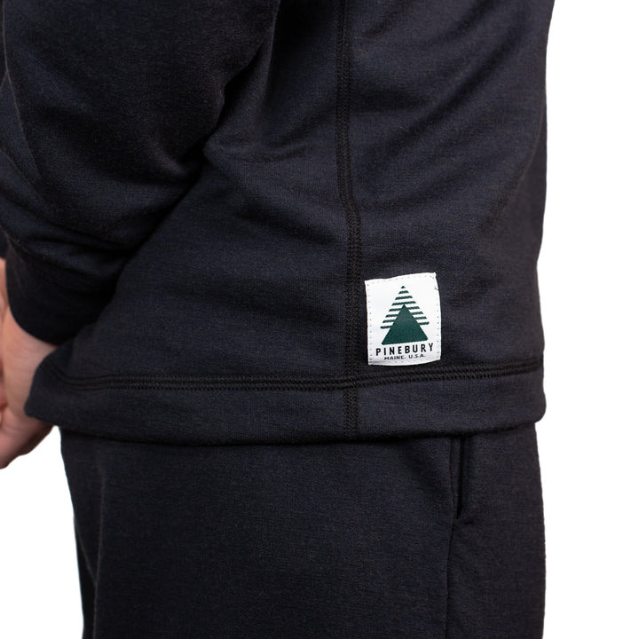 Winter Wool Long Sleeve Merino Wool Hoodie - Black