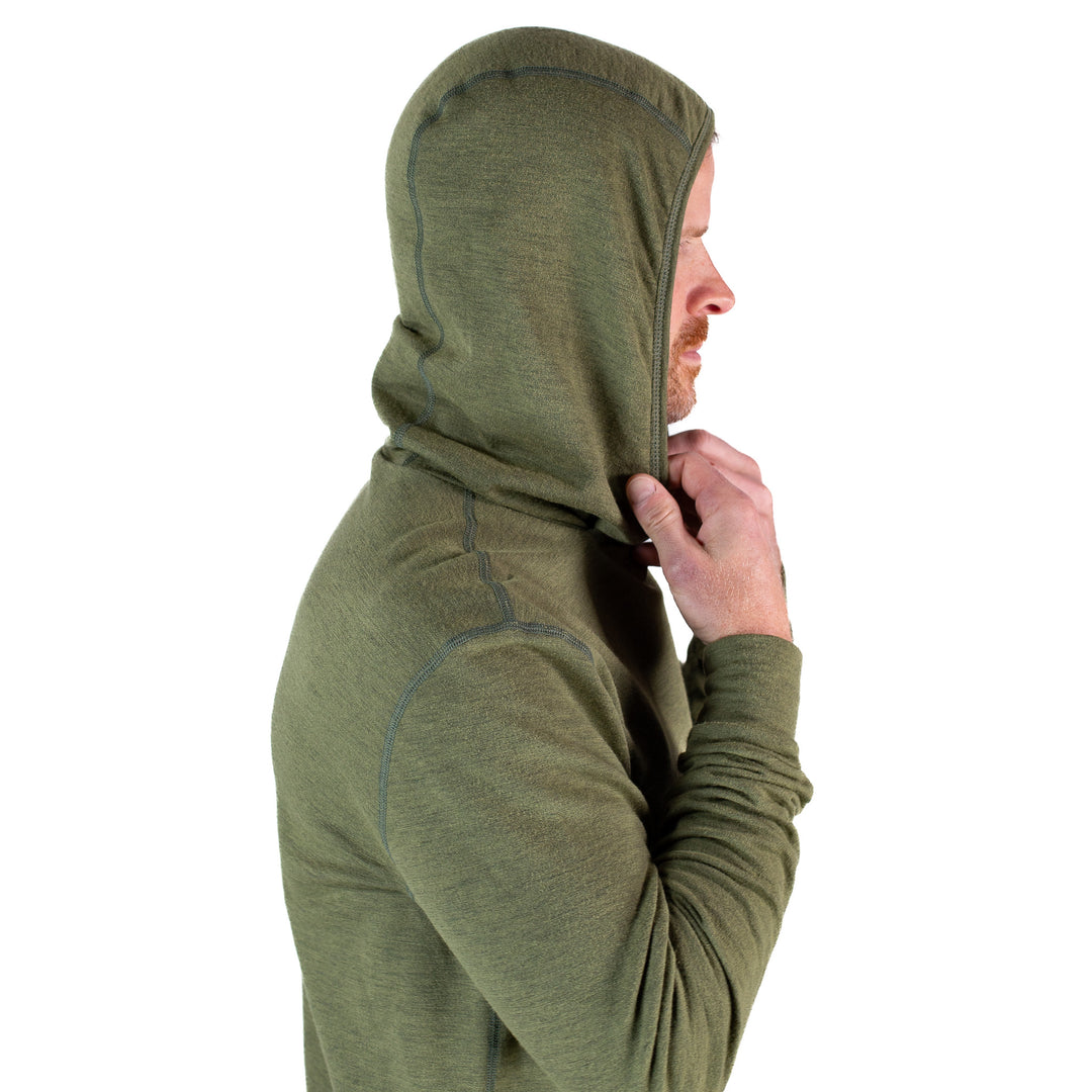 Winter Wool Long Sleeve Merino Wool Hoodie - Spruce