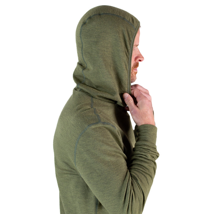Winter Wool Long Sleeve Merino Wool Hoodie - Spruce