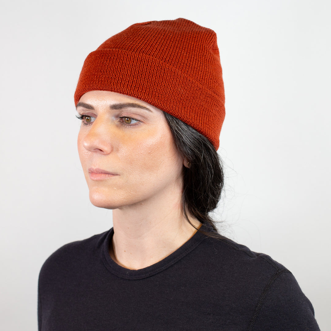 Pure Merino Wool Beanie - Rust