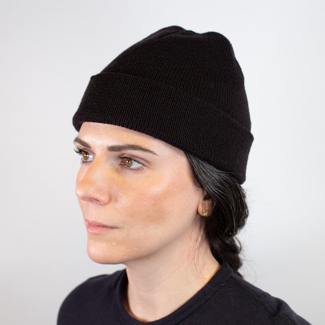 Pure Merino Wool Beanie - Black