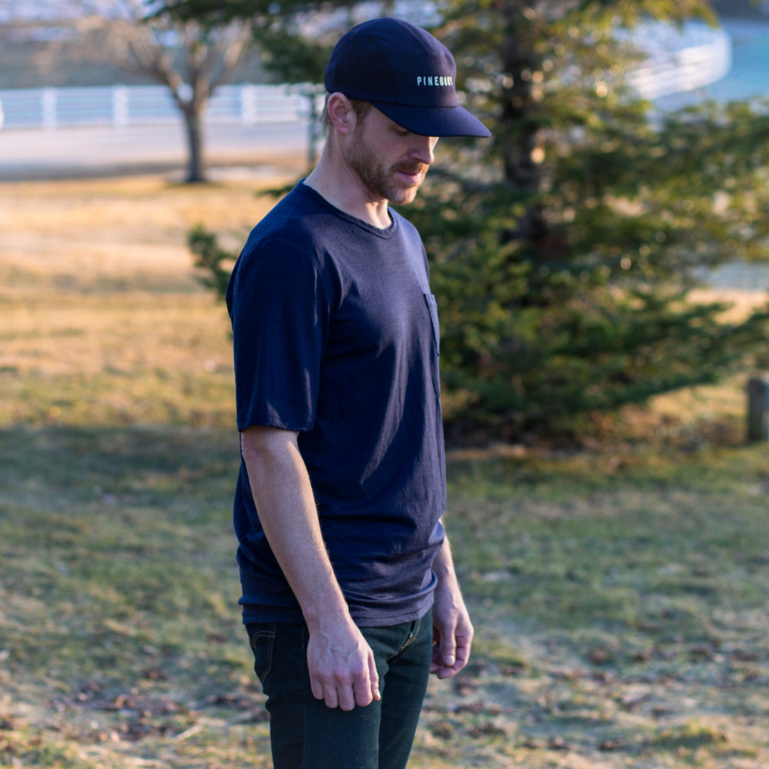 Pure Merino Wool Short Sleeve Pocket Tee - Indigo