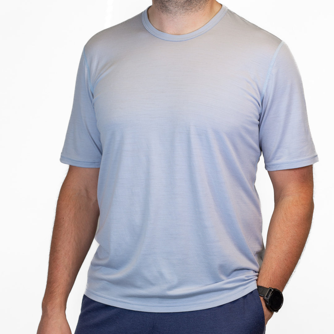 Pure Merino Wool Short Sleeve Tee - Dusty Blue