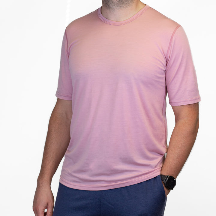 Pure Merino Wool Short Sleeve Tee - Dusty Pink