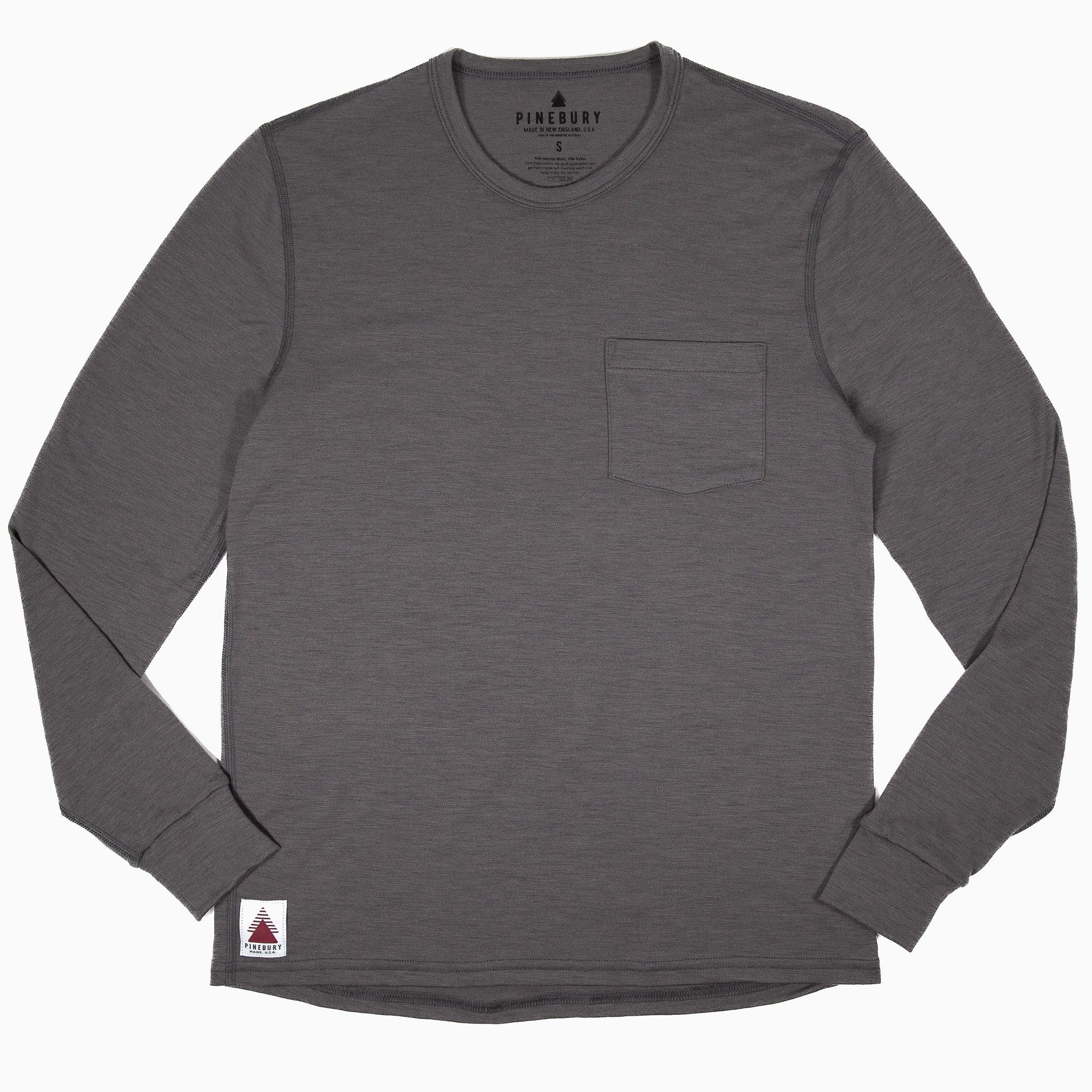 Portland Long Sleeve Merino Wool Tee Granite final sale Pinebury