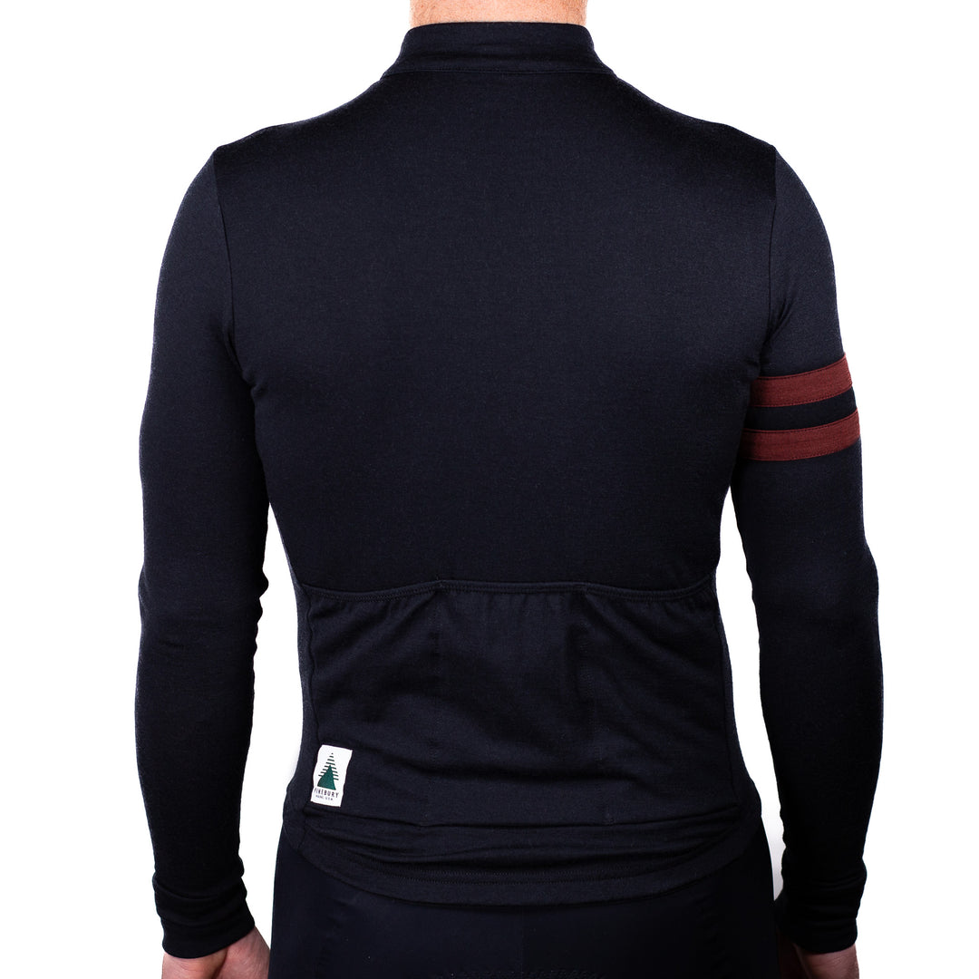 Every-Season Long Sleeve Merino Wool Cycling Jersey - Black