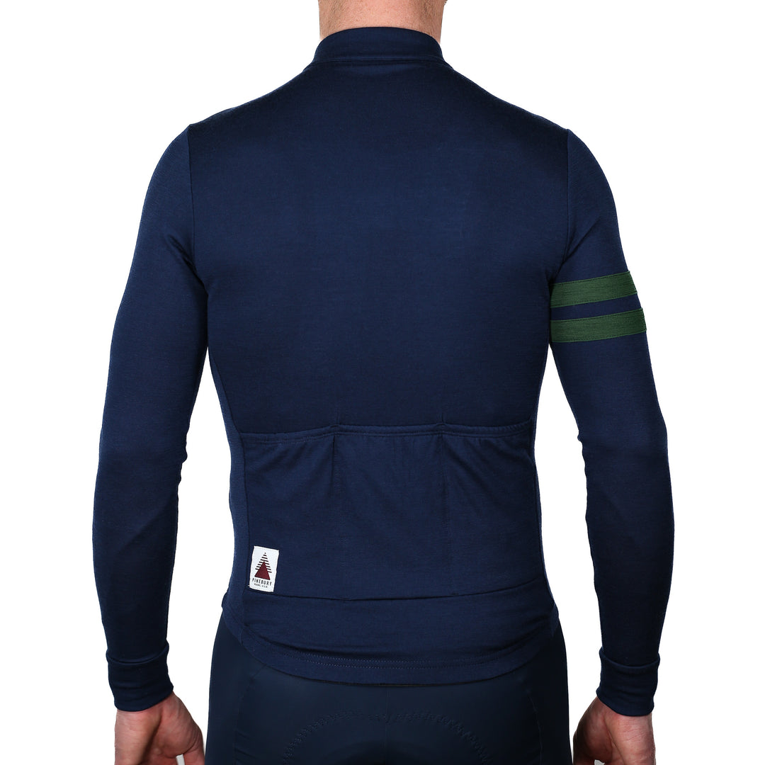 Every-Season Long Sleeve Merino Wool Cycling Jersey - Atlantic Blue