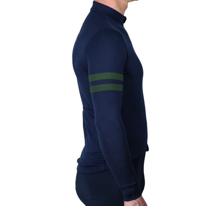 Every-Season Long Sleeve Merino Wool Cycling Jersey - Atlantic Blue