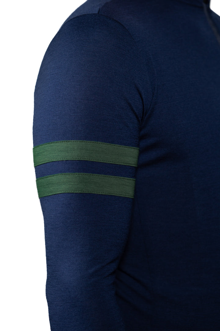 Every-Season Long Sleeve Merino Wool Cycling Jersey - Atlantic Blue