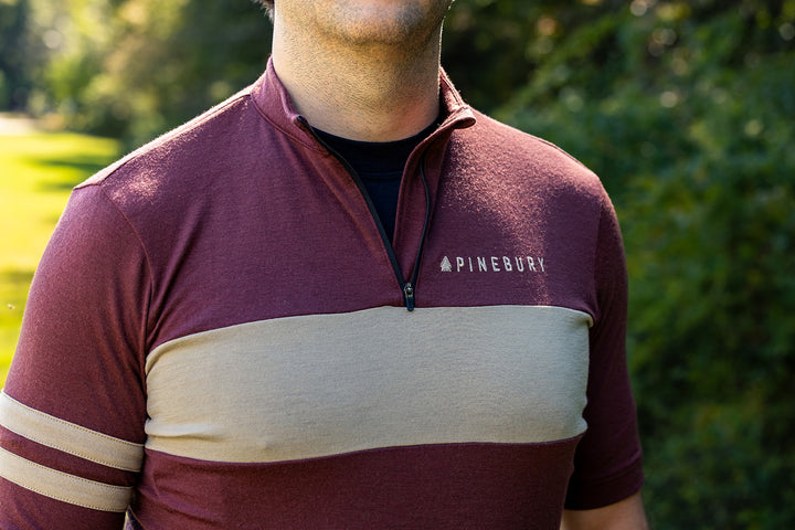 Every-Season Merino Wool Quarter Zip Cycling Jersey - Brick Red