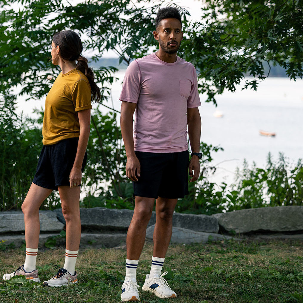Pure Merino Short Sleeve Pocket Tee - Dusty Pink