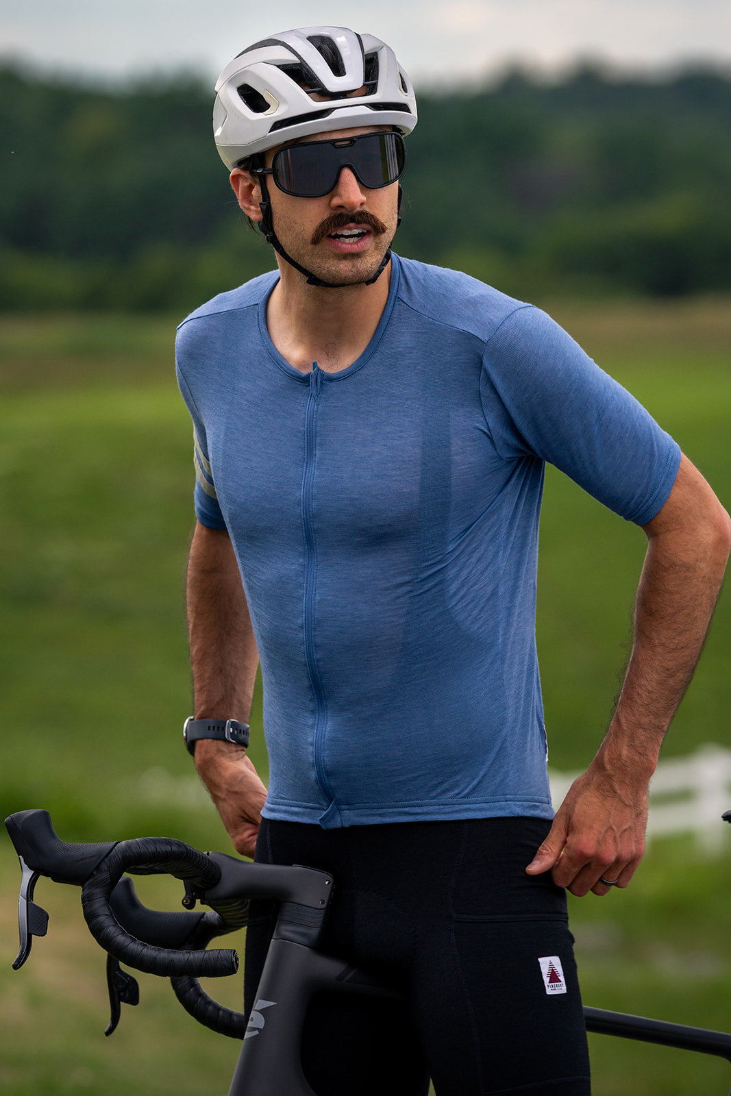 Summer Wool Short Sleeve Cycling Jersey - Faded Blue