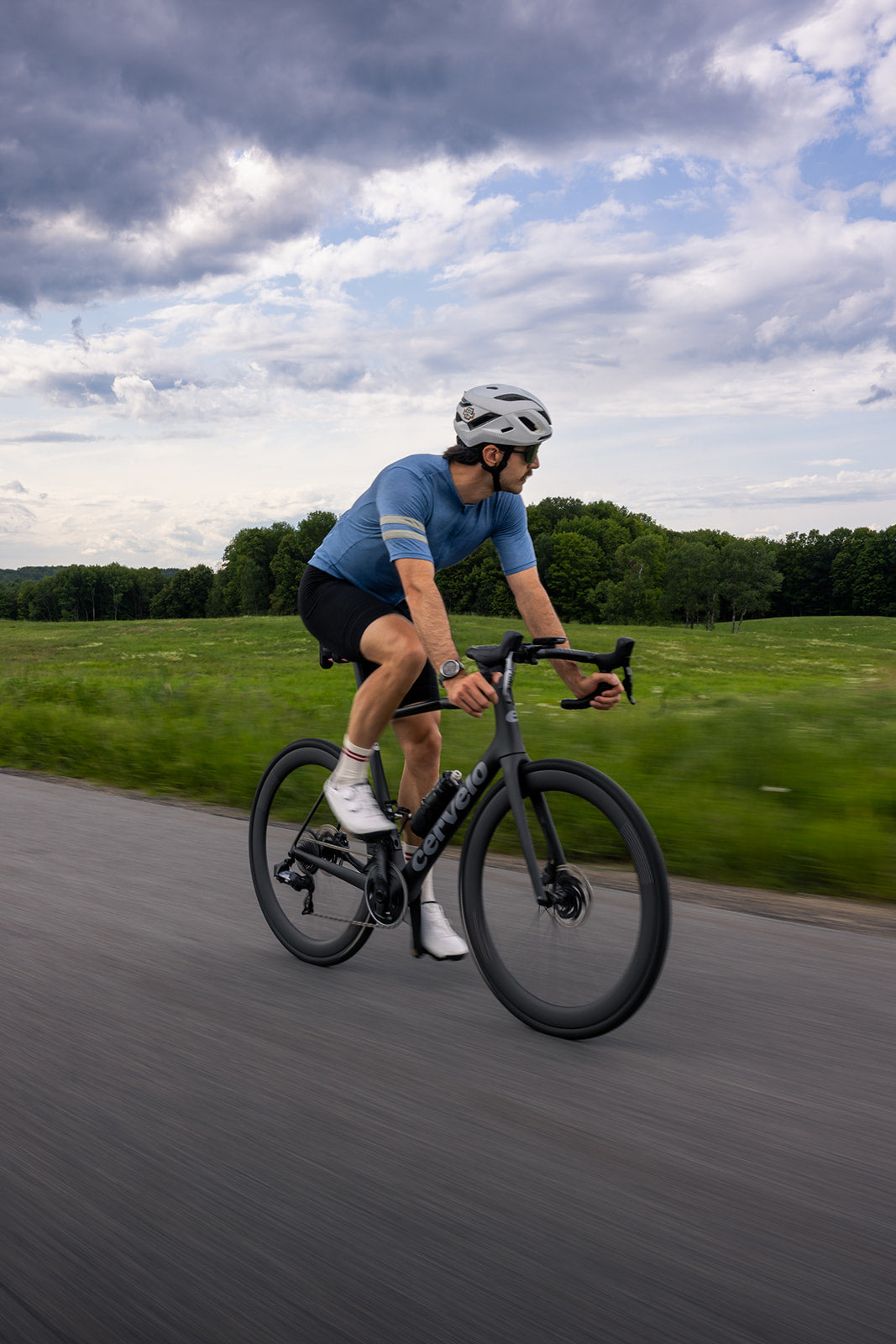 Summer Wool Short Sleeve Cycling Jersey - Faded Blue