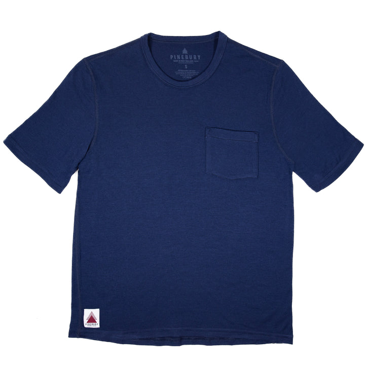 Every-Season Short Sleeve Merino Wool Pocket Tee - Atlantic Blue