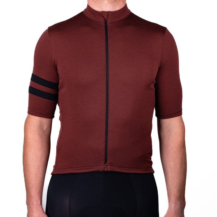 Grafton Short Sleeve Merino Wool Cycling Jersey - Brick Red