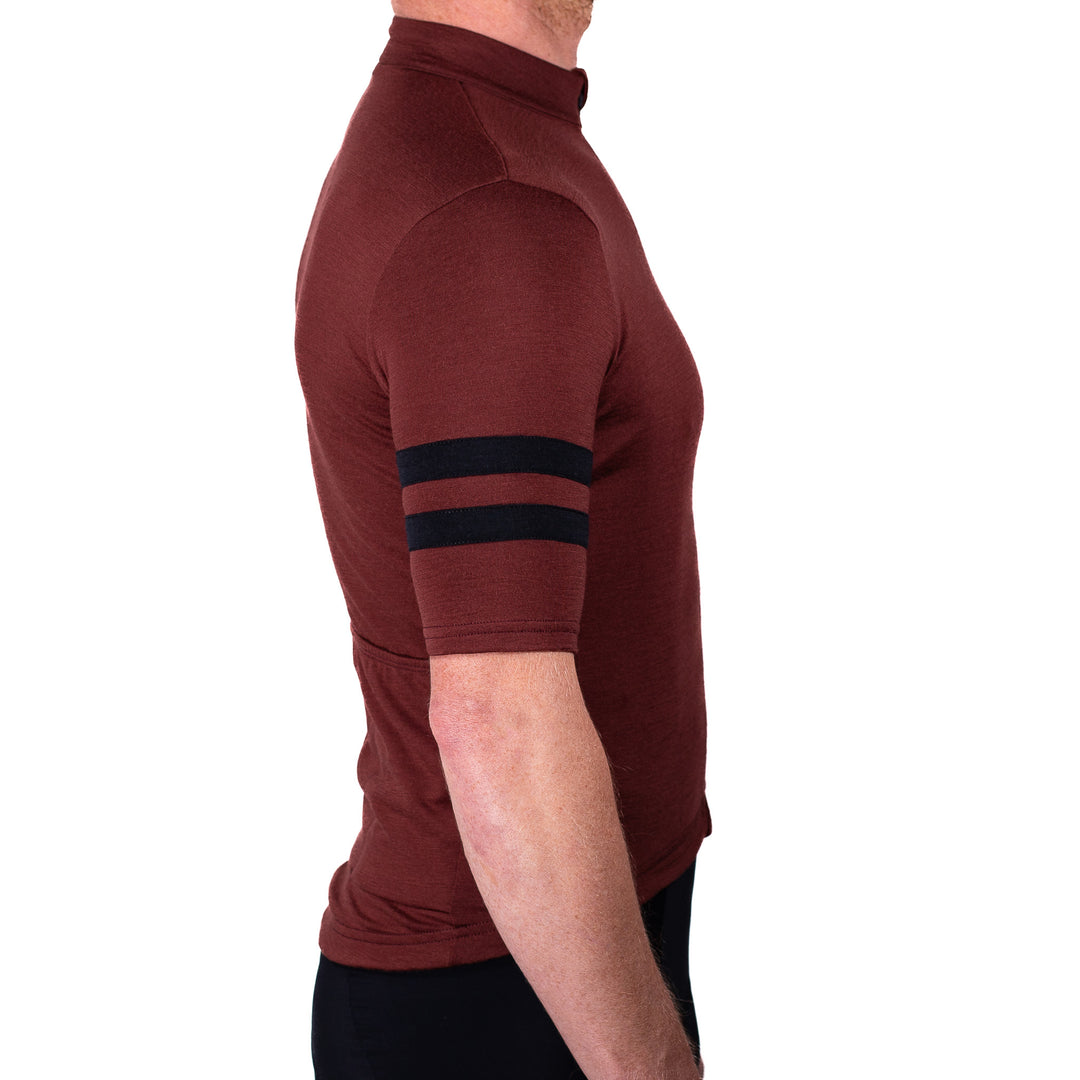 Grafton Short Sleeve Merino Wool Cycling Jersey - Brick Red