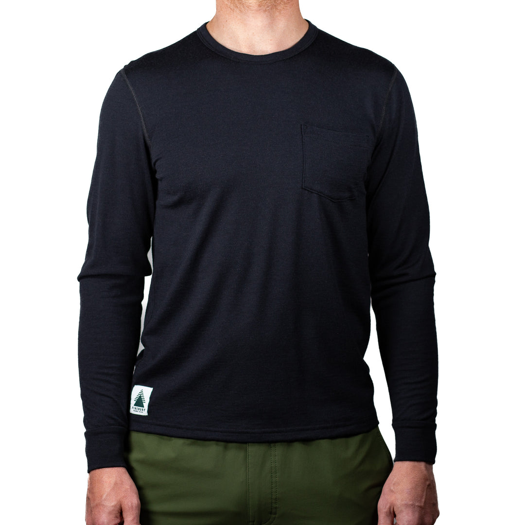 Greenwood Long Sleeve Merino Wool Tee - Black