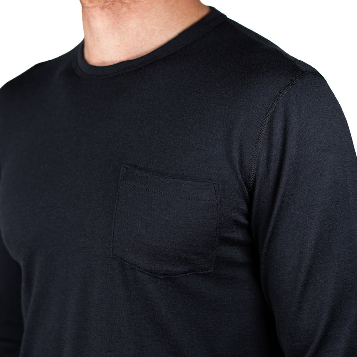 Greenwood Long Sleeve Merino Wool Tee - Black