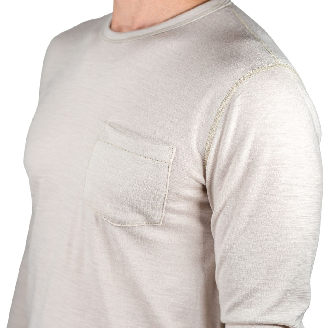 Greenwood Long Sleeve Merino Wool Tee - Moonbeam