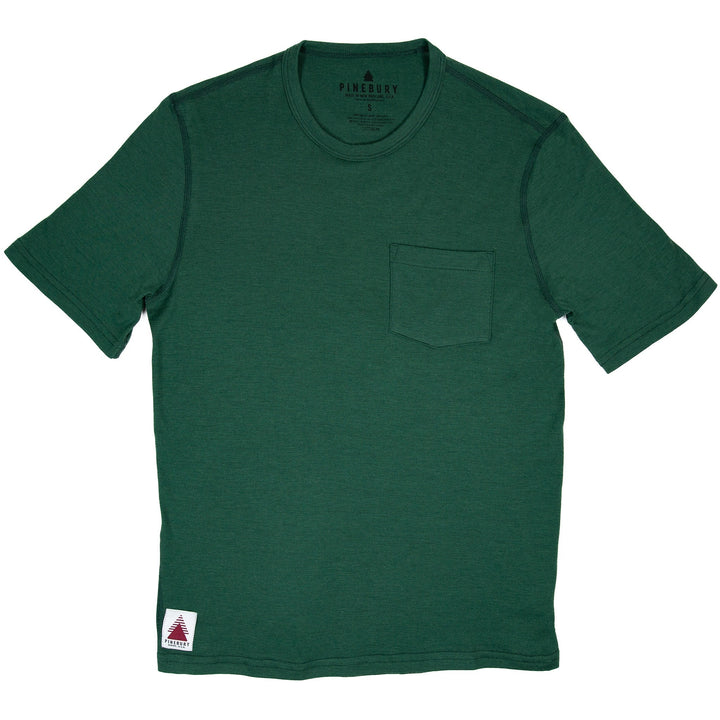 Every-Season Short Sleeve Merino Wool Pocket Tee - Pine