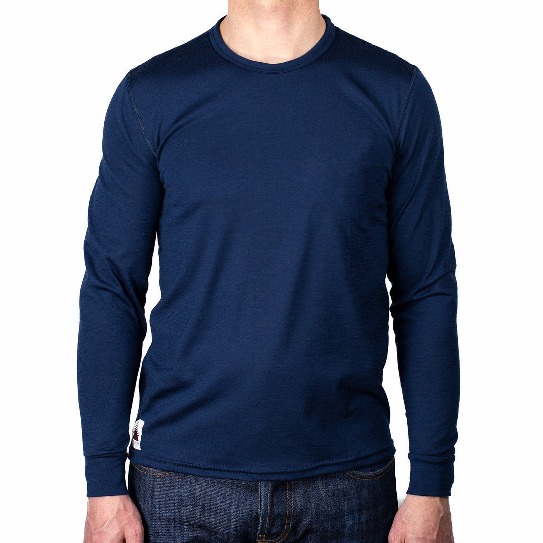 Every-Season Long Sleeve Merino Wool Tee - Atlantic Blue