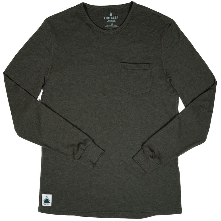 Every-Season Long Sleeve Merino Wool Pocket Tee - Peat