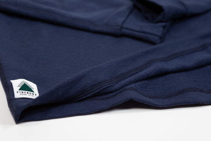 Winter Wool Long Sleeve Merino Wool Crewneck Pullover - Navy