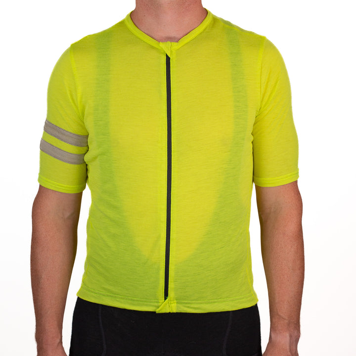 Summer Wool Short Sleeve Cycling Jersey - Lime