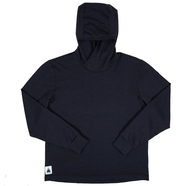 Winter Wool Long Sleeve Merino Wool Hoodie - Black