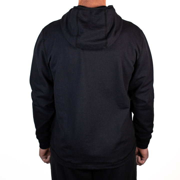 Winter Wool Long Sleeve Merino Wool Hoodie - Black