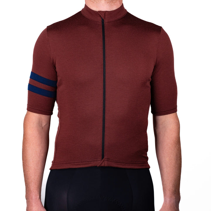 Every-Season Short Sleeve Merino Wool Cycling Jersey - Brick Red