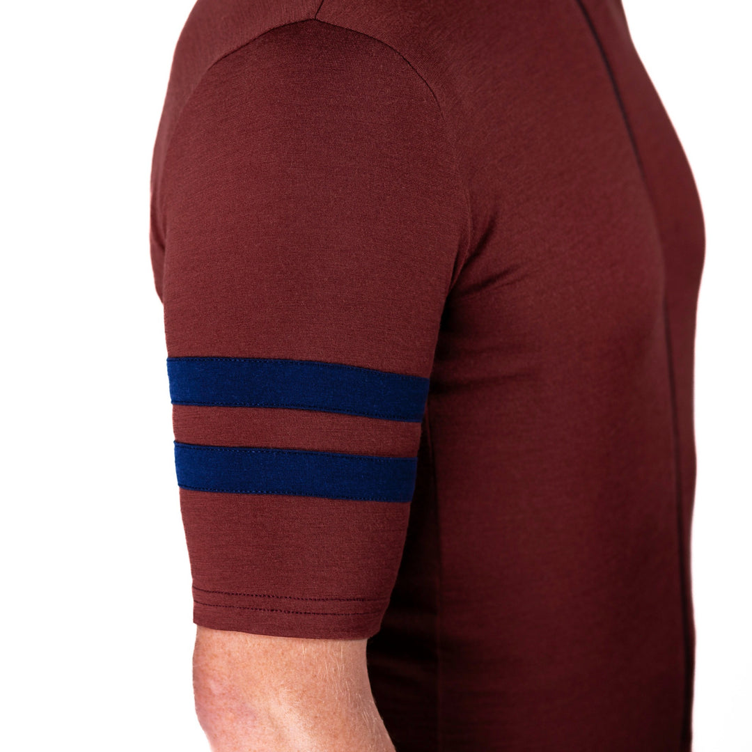 Every-Season Short Sleeve Merino Wool Cycling Jersey - Brick Red