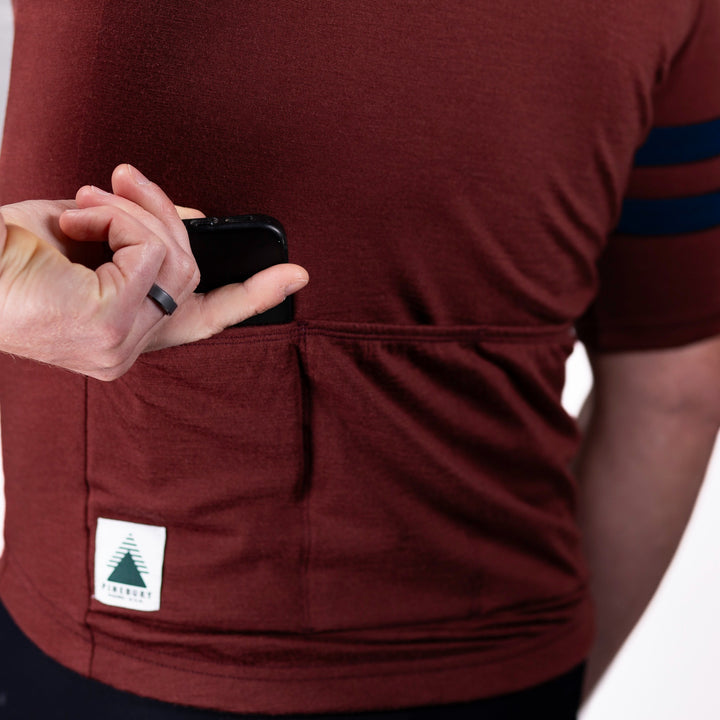 Every-Season Short Sleeve Merino Wool Cycling Jersey - Brick Red