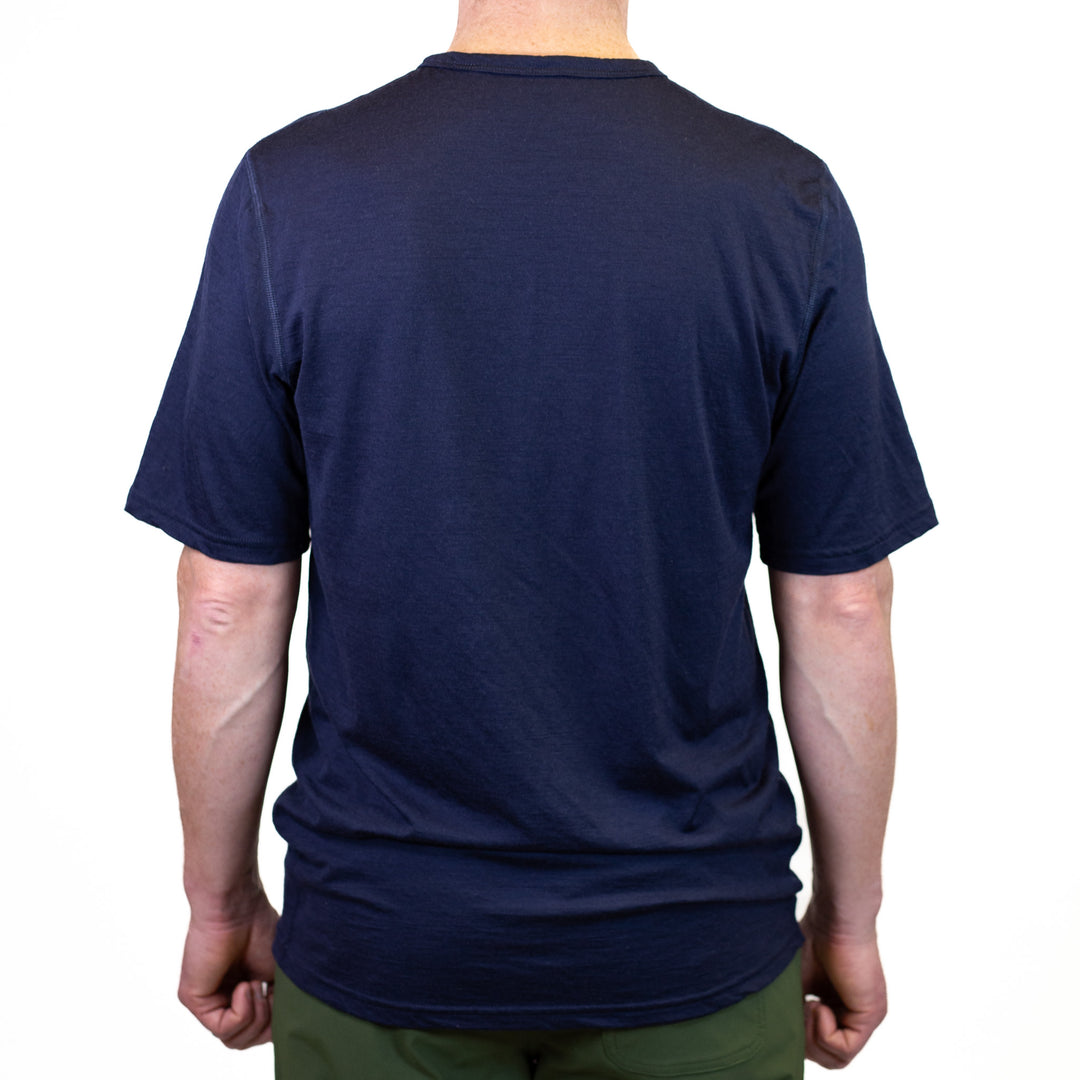 Pure Merino Wool Short Sleeve Pocket Tee - Indigo