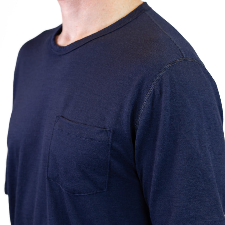 Pure Merino Wool Short Sleeve Pocket Tee - Indigo