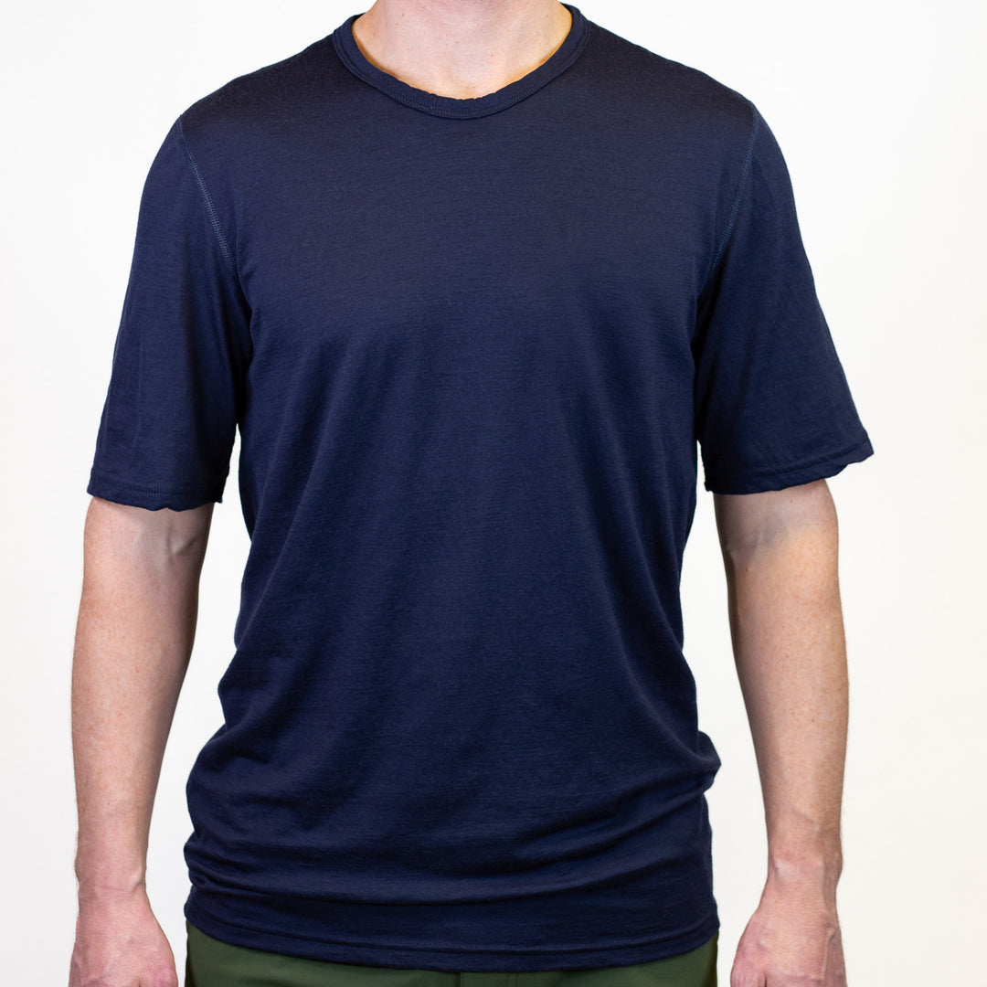 Pure Merino Wool Short Sleeve Tee - Indigo